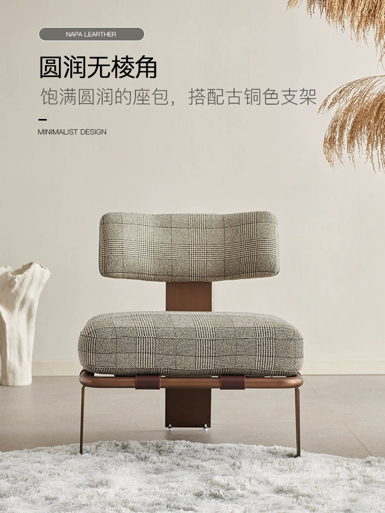 Modern Simple Single Sofa Internet Celebrity Designer Small Apartment Home Balcony Fabric Leisure Chair Saddle Leather Single Chair