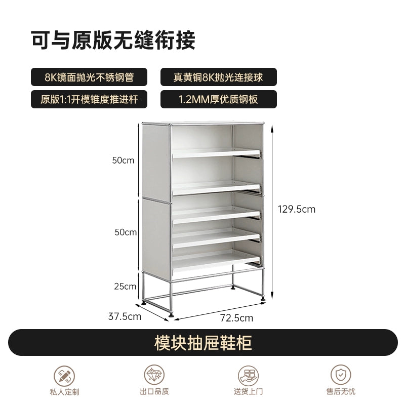 Medieval USM Cabinet Stainless Steel Module Combination Cabinet Living Room Storage Storage Cabinet Dining Side Cabinet Minimalist Locker Bucket Cabinet