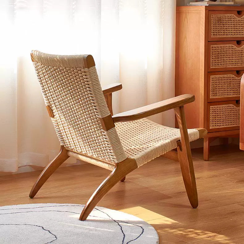 Rattan Sofa Stuhl Nordic Freizeit Stuhl Massivholz Zurück Stuhl Balkon Mittelalterlichen Log Wabi-sabi Wind 