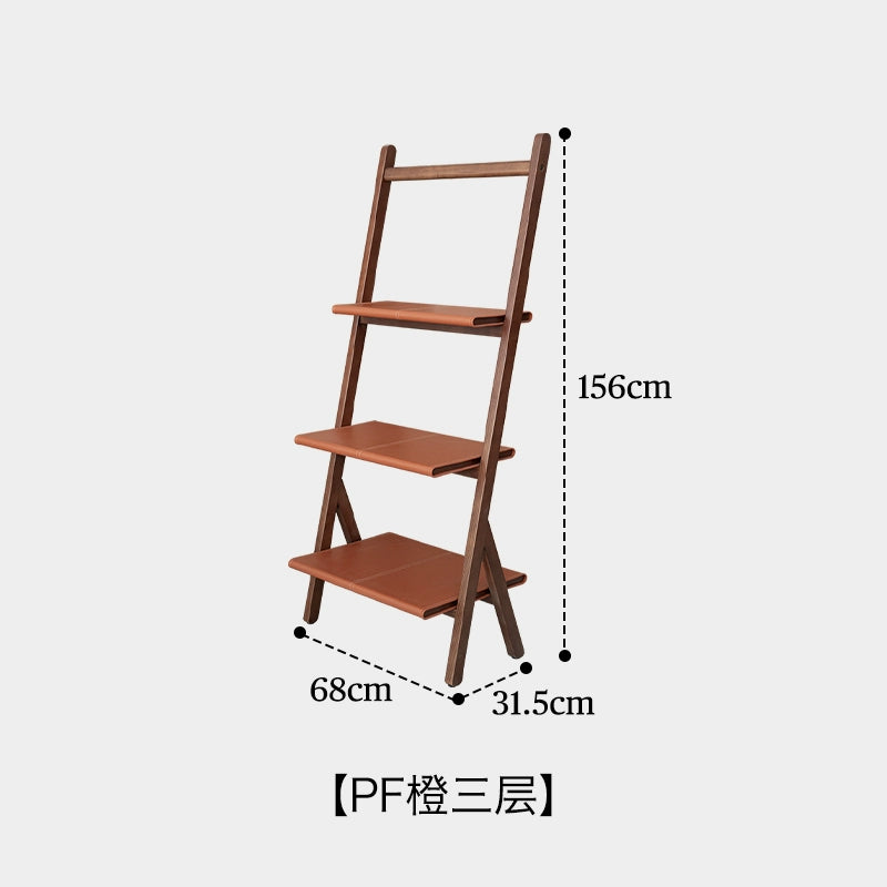 Bücherregal aus Sattelleder, mittelalterliches Replika-Regal, deckenhoher mehrschichtiger Lagerschrank, Wandregal aus Massivholz, Wohnzimmer 