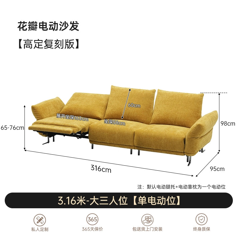 Electric Petal Sofa Minimalist Light Luxury Large and Small Apartment Living Room Straight Row Chenille Fabric First Class Functional Sofa