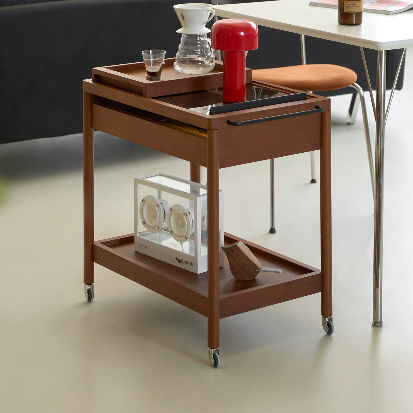 Cosmic Cart Mittelalterlicher Couchtisch aus Massivholz, beweglicher Couchtisch, kreativer Nachttisch, Sofa, Beistelltisch, leichter Luxus, hohes Gefühl 