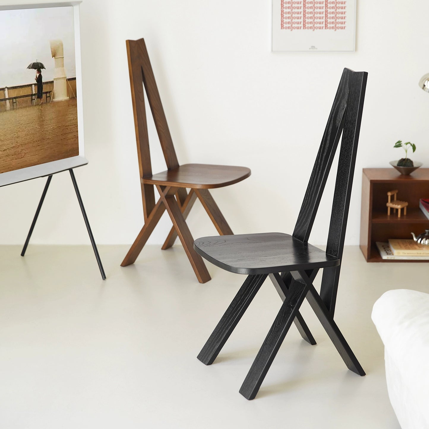 Mittelalterlicher Stuhl Vintage Massivholz Hohe Rückenlehne Esszimmerstuhl Designer Wabi Sand Wind Hocker Kreativ 