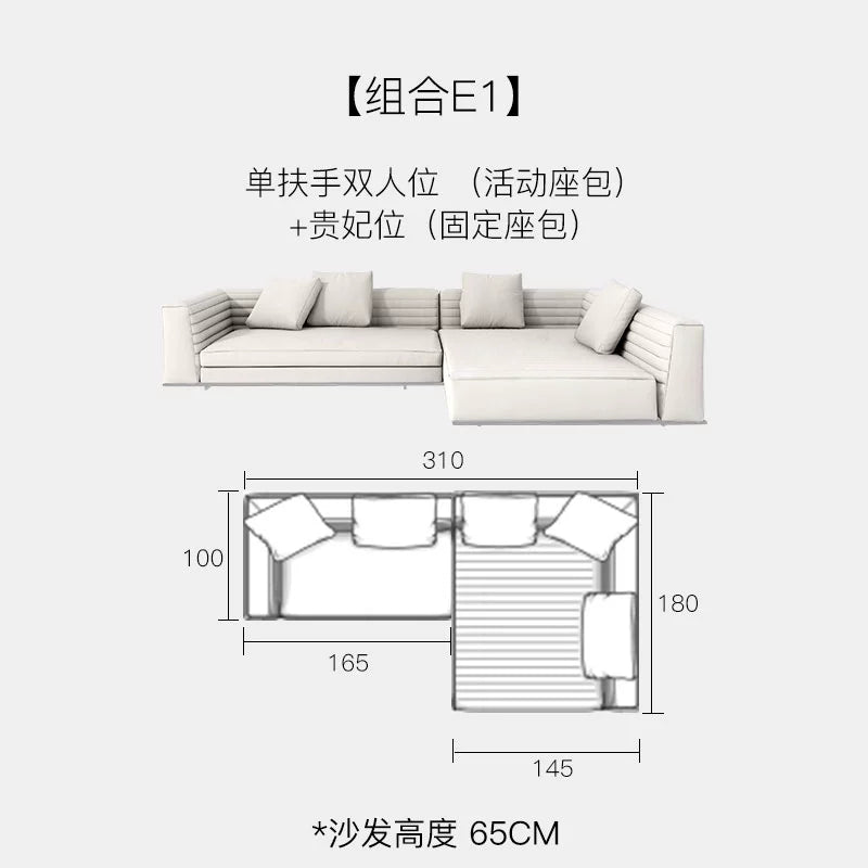 Italian Minimalist Designer Suspended Fabric Leather Villa Large Flat-floor Apartment ROGER Roger Sofa 2022