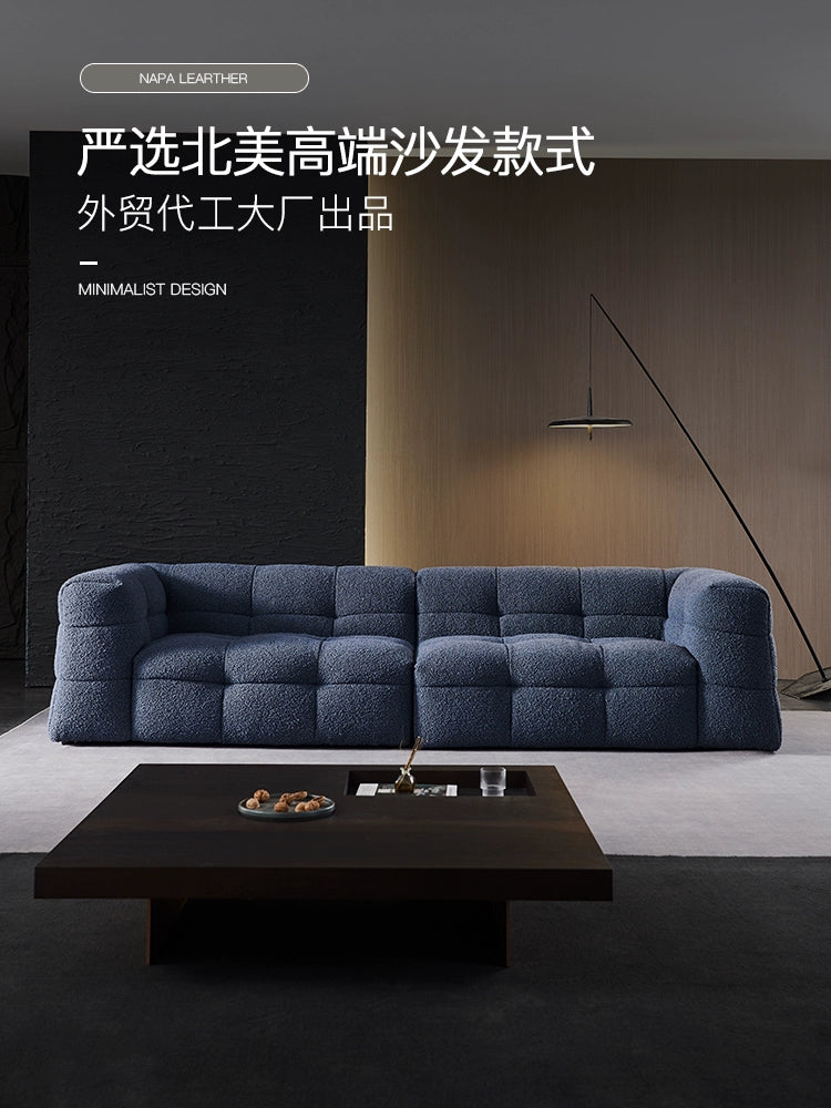 French Retro Cream Style BOBA Sofa Lamb Wool Internet Celebrity Surprise Dead Fabric Small Apartment Living Room Straight Row Marshmallow