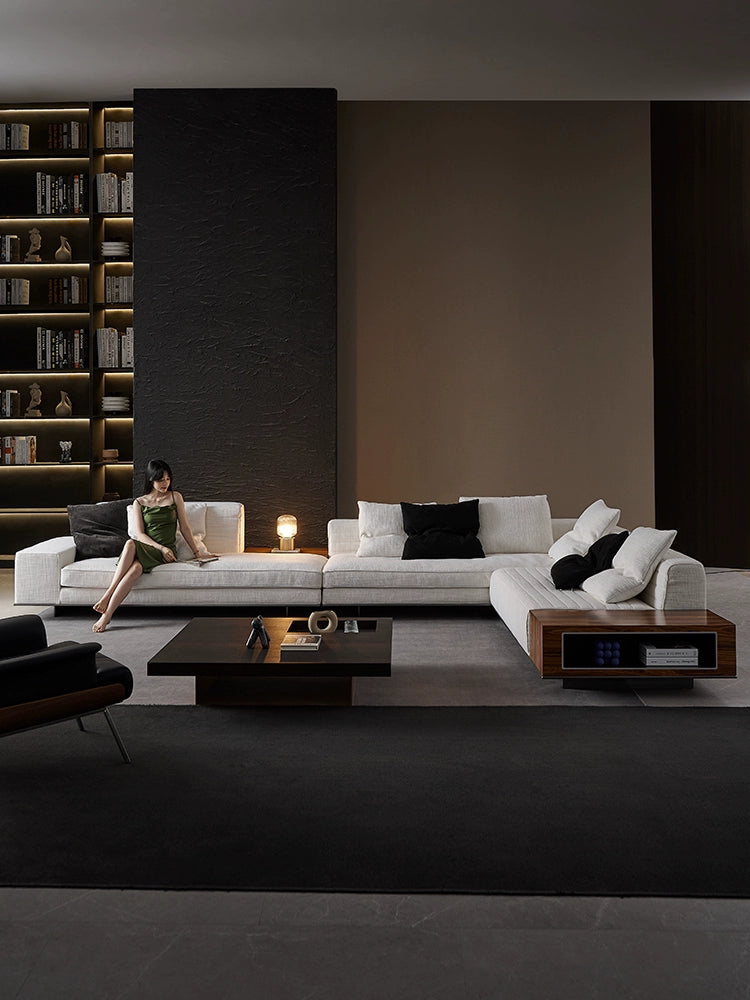 Italian Minimalist Designer Suspended Fabric Leather Villa Large Flat-floor Apartment ROGER Roger Sofa 2022