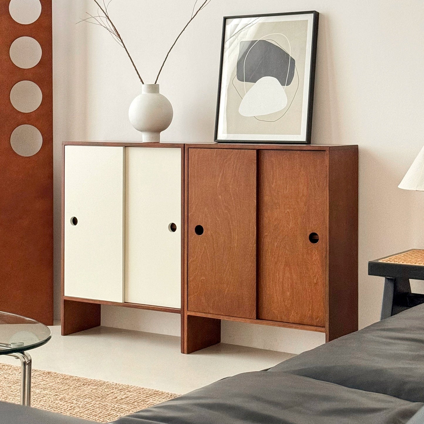 Esszimmer-Seitenschrank-Kombination Massivholzschrank Mittelalter-Lagerschrank Marine-Panel TV-Schrank Lagerboden Bücherregal