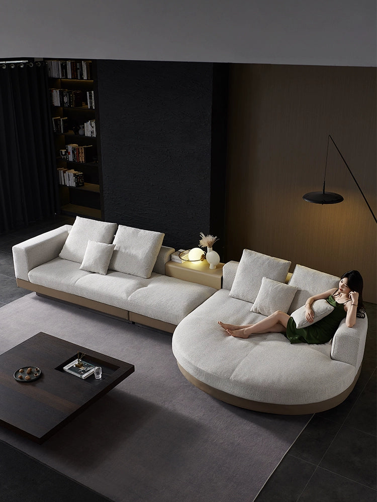 Italian Light Luxury Minimalist Connery Connery Cotton and Linen Fabric Sofa Combination Corner Arc Villa Large Flat Floor