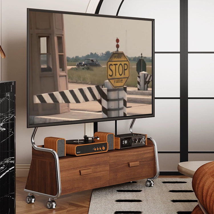 Abnehmbarer TV-Ständer, vom Boden bis zur Decke, nordischer mittelalterlicher Monitor-Universalaufhänger mit Radschloss 