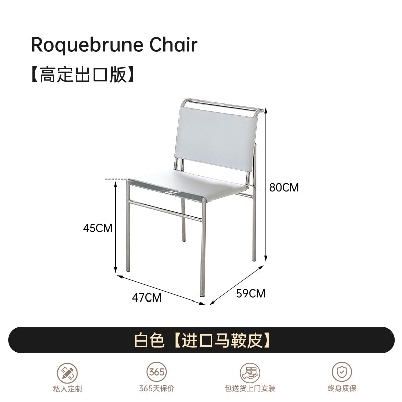 Minimalist Rockburun Chair Medieval Bauhaus Designer Dining Chair Saddle Leather Stainless Steel Chair Creative Makeup Chair