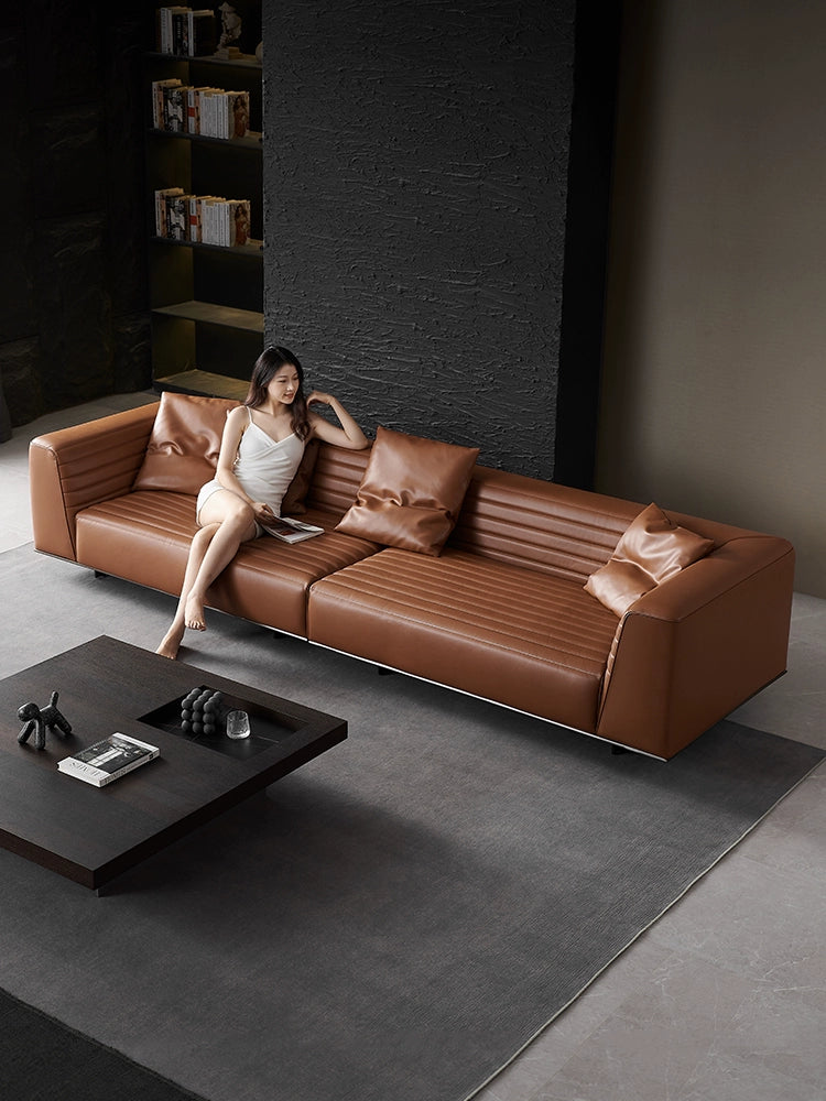 Italian Minimalist Designer Suspended Fabric Leather Villa Large Flat-floor Apartment ROGER Roger Sofa 2022