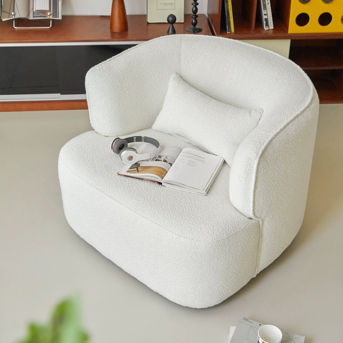 Lässiger Einzelsofastuhl, cremefarben, Wind, faules Sofa, Wohnzimmer, mittelalterliches Ins, minimalistisches Design, Einzelstuhl 