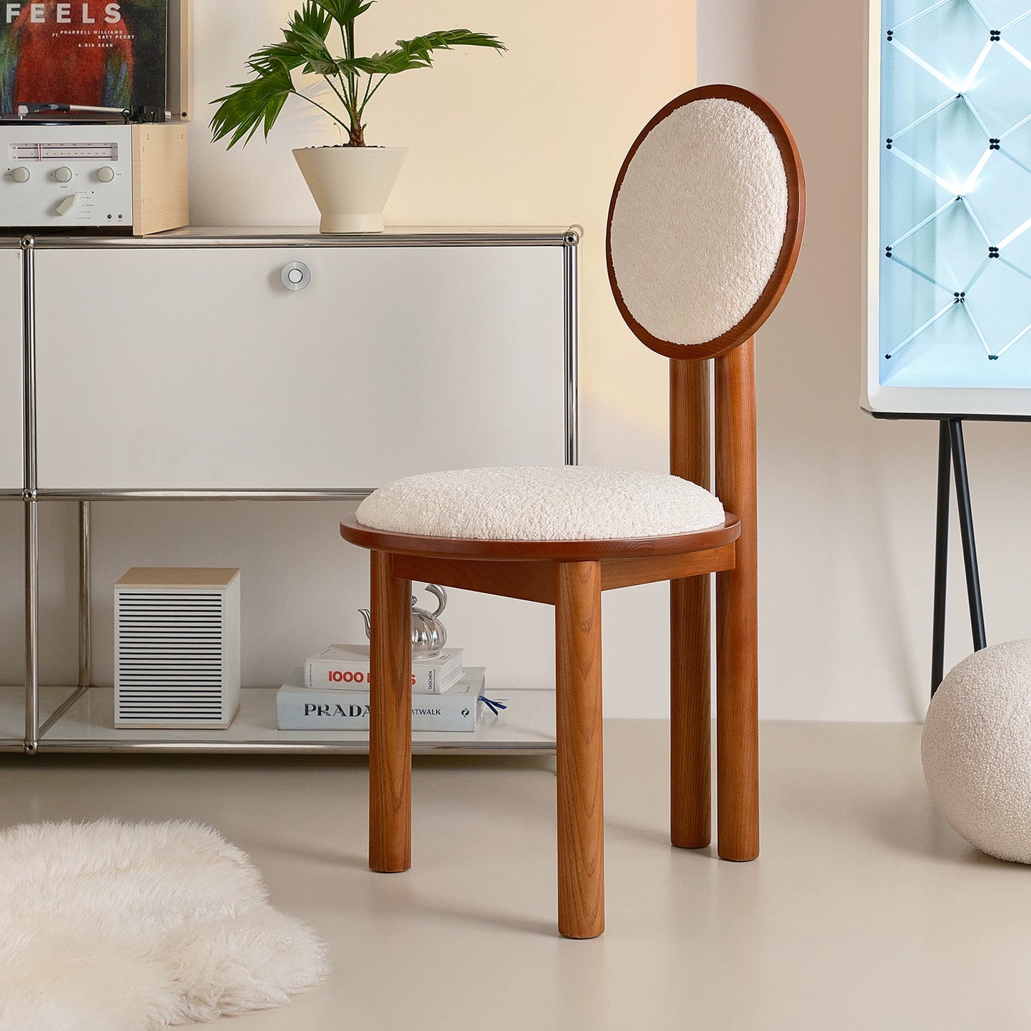 Ohrringstuhl Französischer Retro-Esszimmerstuhl aus massivem Holz, Designer-Künstlerstuhl, Home Soft Bag Dressing Hocker 