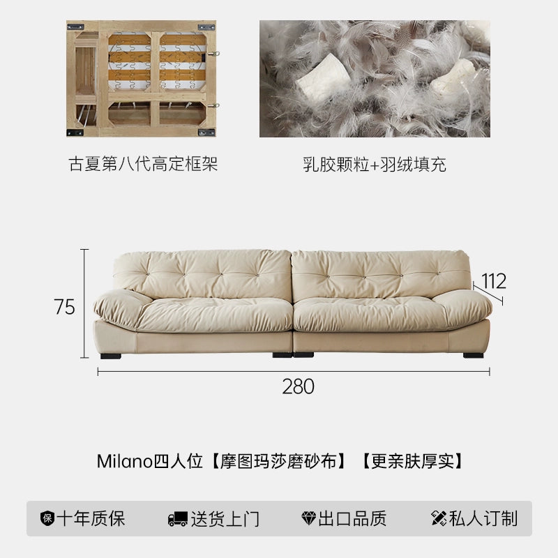 Home Furniture Italian Light Luxury Baxter Clouds Three People Straight Row Living Room Matte Leather Down Sofa