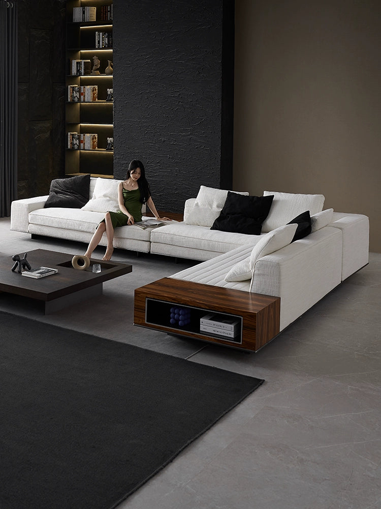Italian Minimalist Designer Suspended Fabric Leather Villa Large Flat-floor Apartment ROGER Roger Sofa 2022