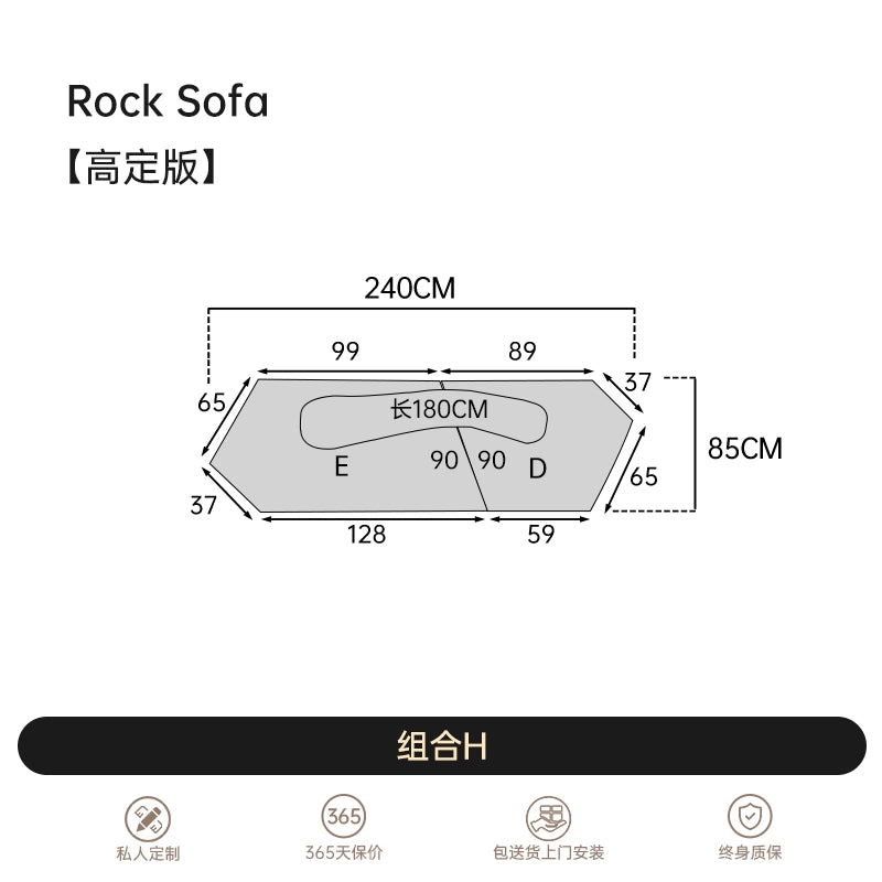 Italian Light Luxury Fabric Rock Sofa Chenille Velvet Large Flat-floor Villa Living Room Special-shaped Module Combination Sofa