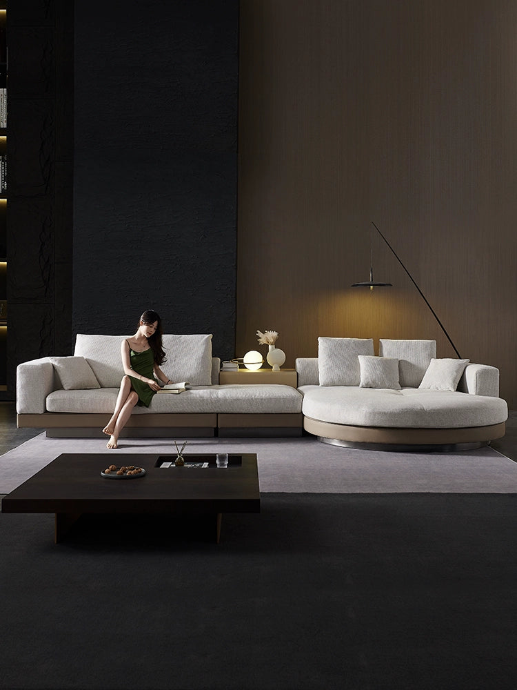 Italian Light Luxury Minimalist Connery Connery Cotton and Linen Fabric Sofa Combination Corner Arc Villa Large Flat Floor