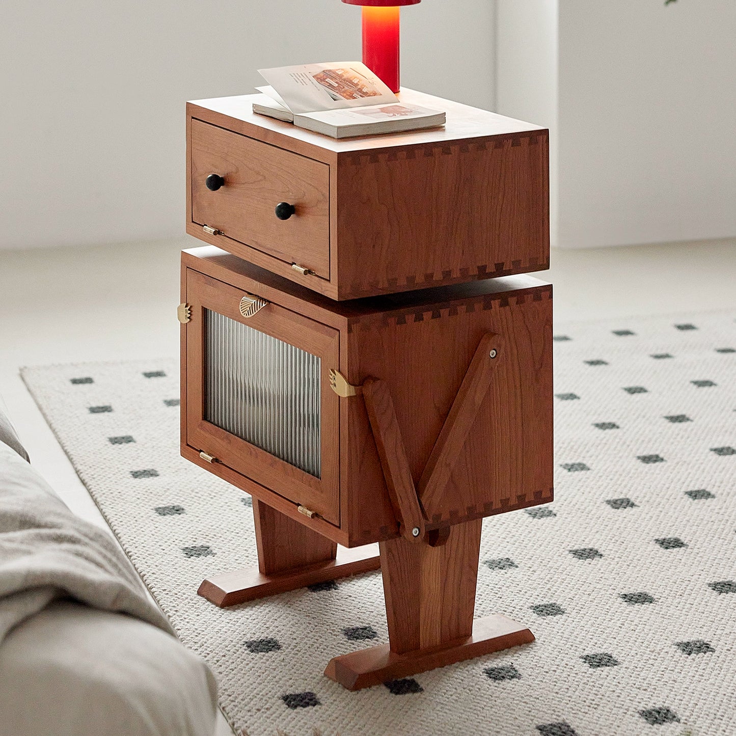Roboter-Seitenschrank, kreativer Schlafzimmer-Nachttisch, Kinder-Sofa-Schließfach aus Massivholz, leichte Luxus-Internet-Berühmtheit 