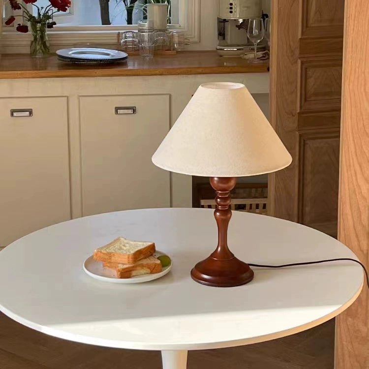 Mittelalterliche Massivholz-Tischlampe Wabi-Sandy Wind Chinesische Retro-Atmosphärenlampe Dekoration Schlafzimmer Neue Nachttischlampe 