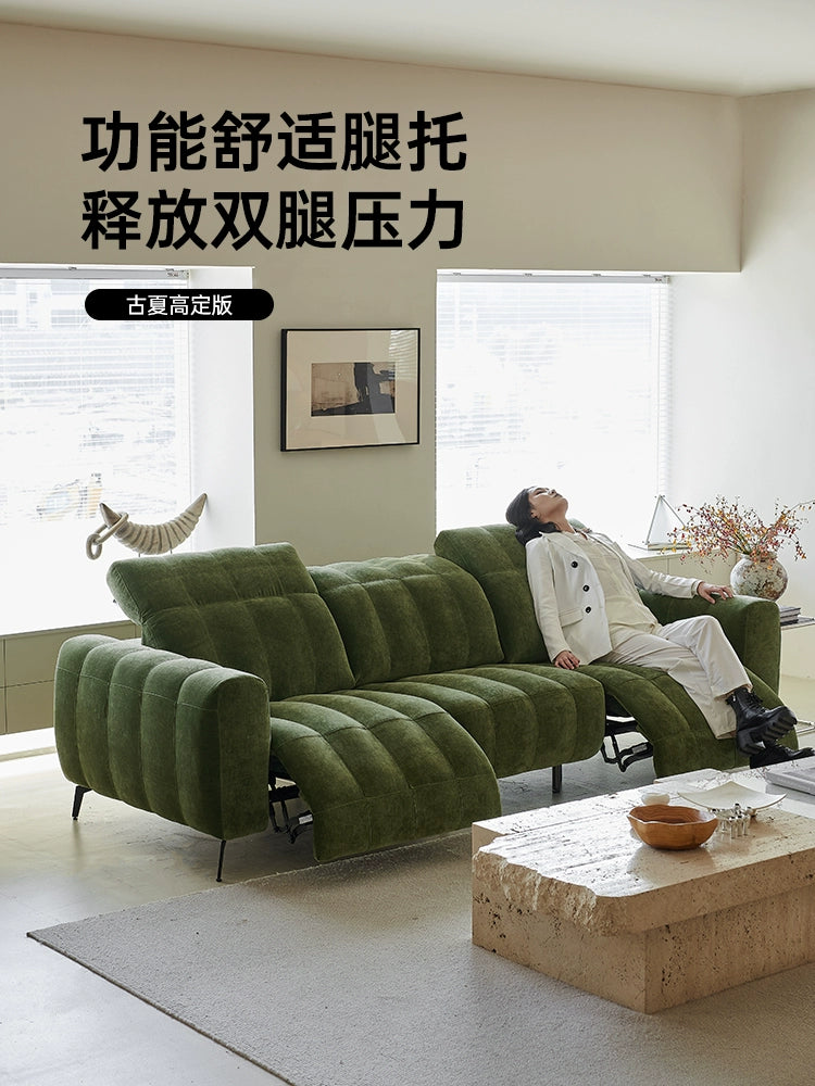 Retro Style Piano Key Functional Sofa Zero Against The Wall First Class Medieval Fabric Adjustable Caterpillar Electric Sofa