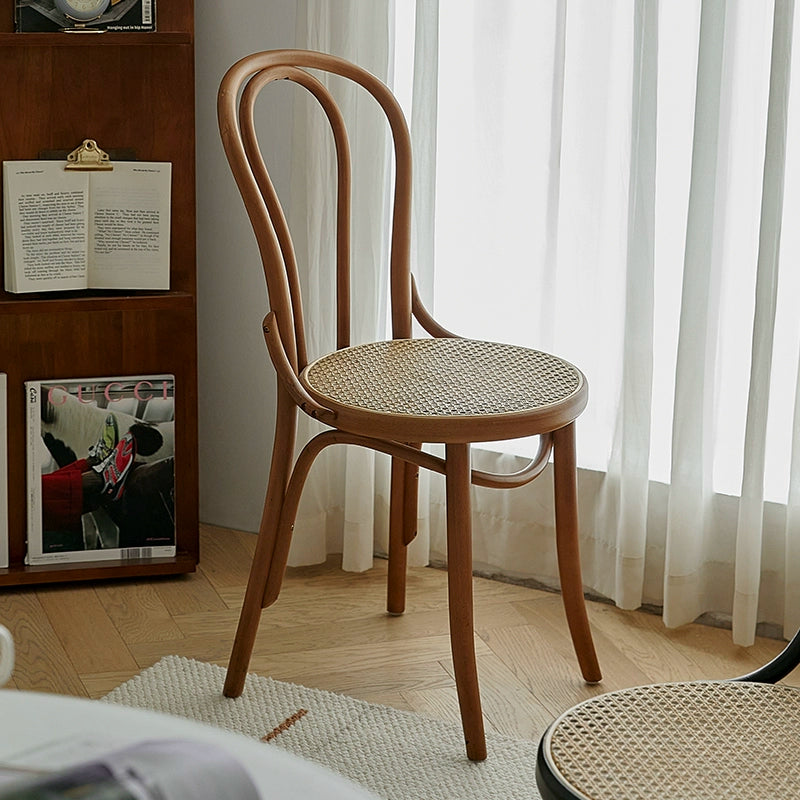 Sonnet Stuhl Nr. 18 Nordic Massivholz Rattan Esszimmerstuhl Home Retro Homestay Cafe Rückenlehne Stuhl 