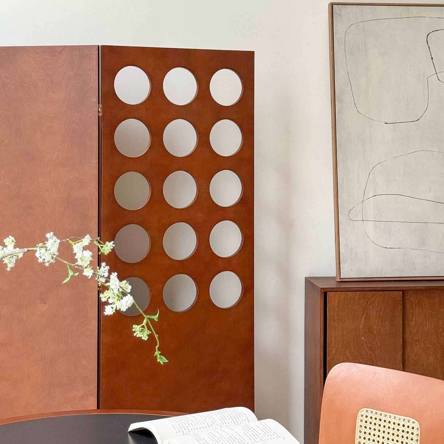 Mittelalterlicher Massivholz-Bildschirm Französisch Retro Partition Baffle Wohnzimmer Faltbarer Mobiler Block Wabi-Sabi Wind 