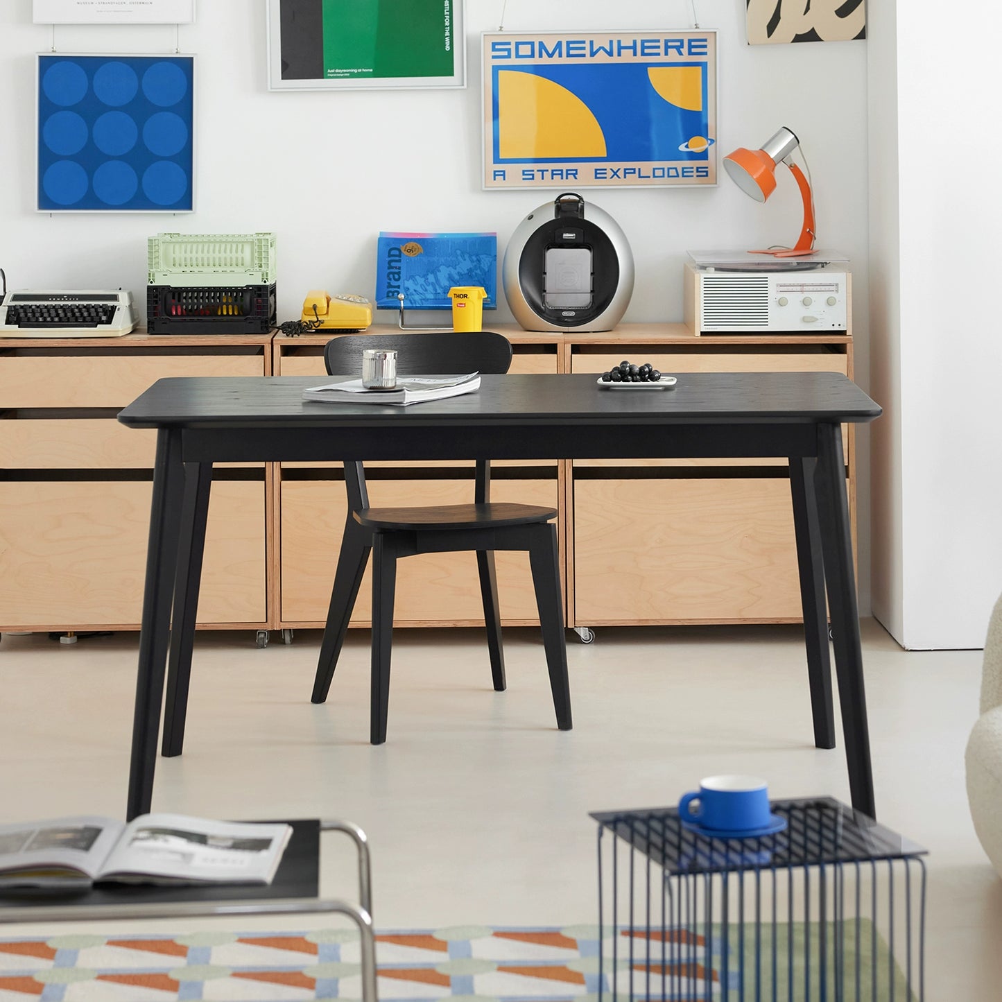 Esstisch aus reinem Massivholz, rechteckig, schlicht, antik, Esstisch, Schreibtisch im Wabi-Sabi-Stil für den Haushalt 