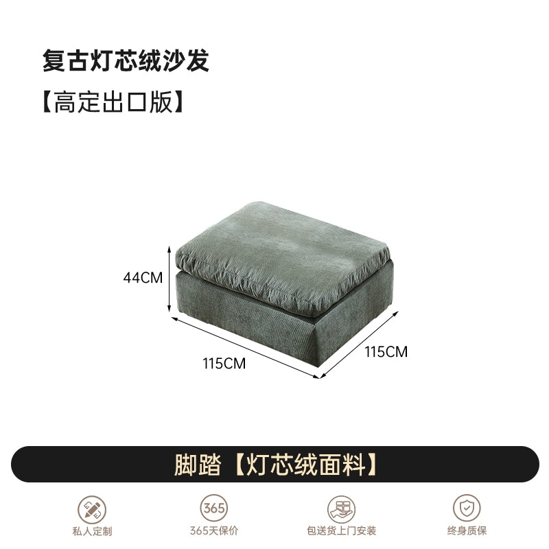 Retro Corduroy Sofa Italian Minimalist Casual Lazy Small Apartment Living Room Straight Row Advanced Light Luxury Fabric Sofa