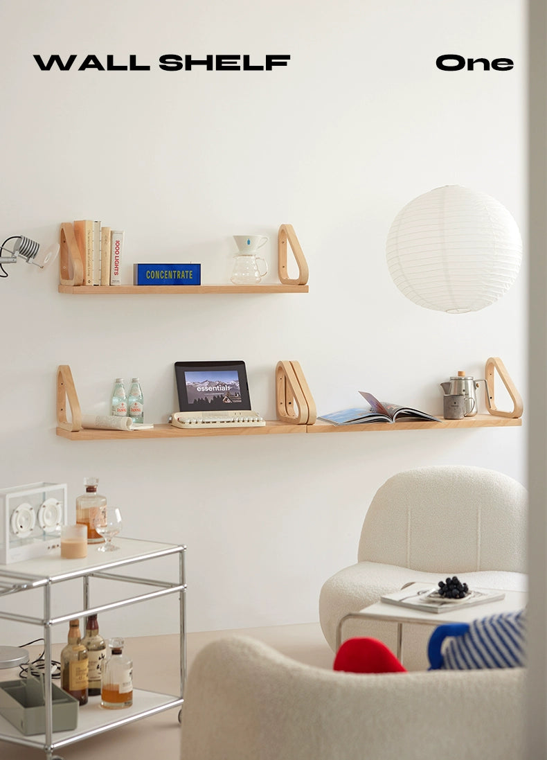 Wall Shelf Medieval Ins Simple Wall Hanging One-word Board Bookshelf Log Wind Display Rack