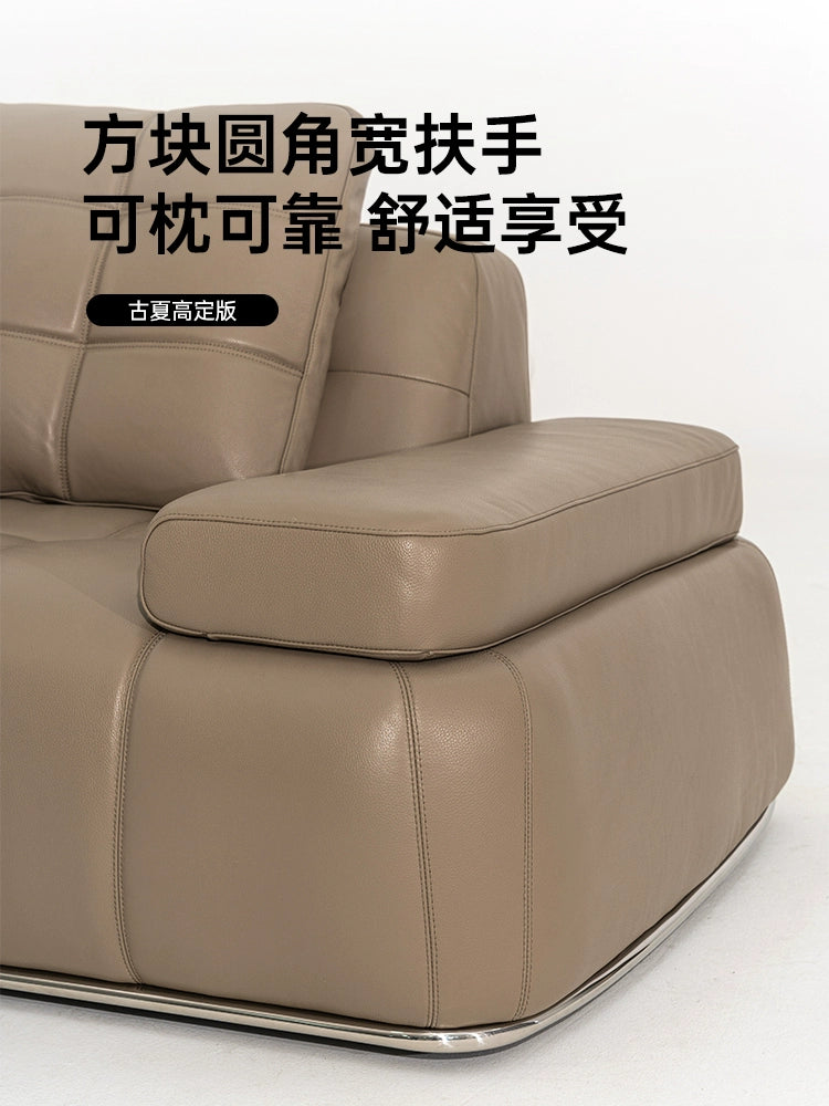 Italian Light Luxury 2025 New Lawrence Sofa Large Flat Living Room Minimalist Leather Straight Row High Backrest Sofa