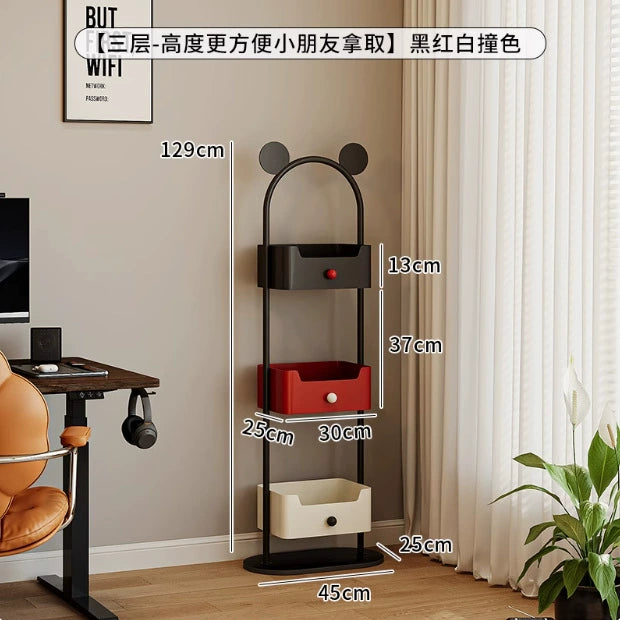 Bodenhohes Bücherregal Wohnzimmer Zuhause Mehrschichtiges Schmiedeeisenregal an der Wand Kreativer Kinder-Eckschrank 