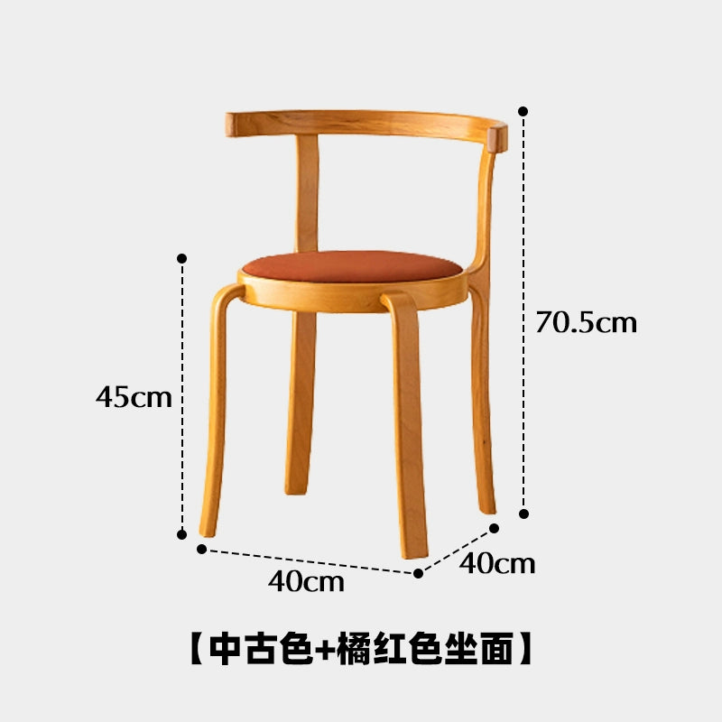 Mittelalterlicher Designer-Esszimmerstuhl aus Massivholz, stapelbarer Esszimmerstuhl für den Haushalt, kleine Wohnung, Rückenlehne, Esstisch und Stuhl 