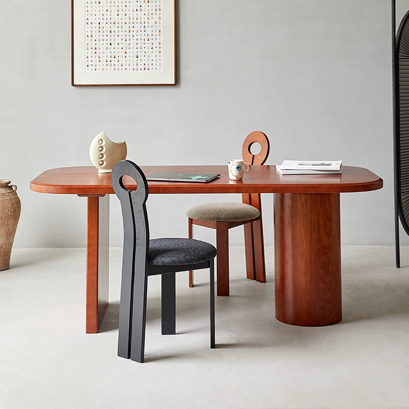 All solid wood dining table wabi-sabi wind medieval dining table household designer hotel table and chair combination special-shaped