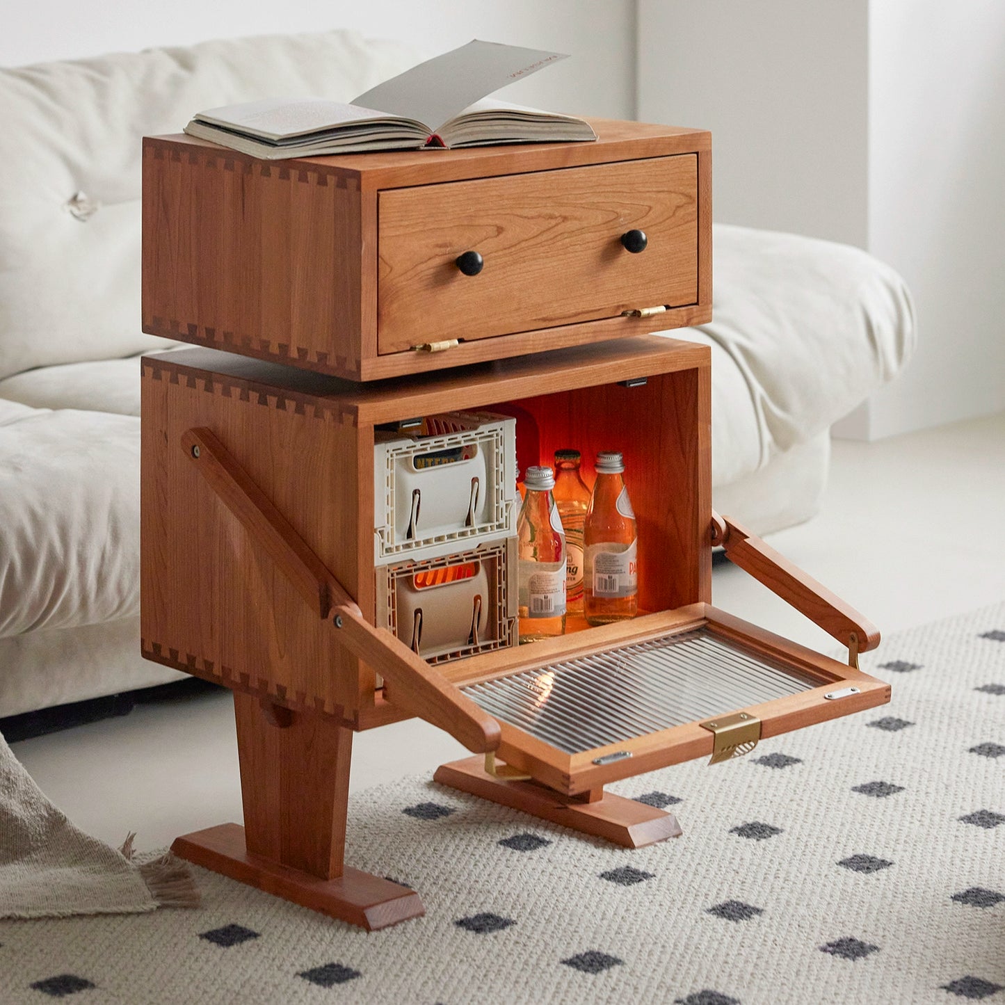 Roboter-Seitenschrank, kreativer Schlafzimmer-Nachttisch, Kinder-Sofa-Schließfach aus Massivholz, leichte Luxus-Internet-Berühmtheit 
