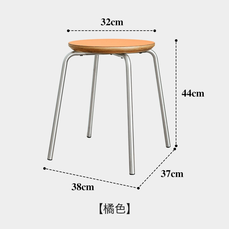 Mittelalterlicher Hocker Massivholz Esszimmerstuhl Haushaltsverdickte kleine Bank einfacher runder Hocker stapelbar Bauhaus-Stil 