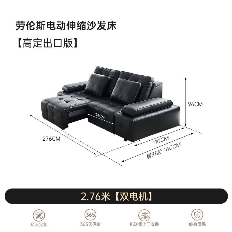 Lawrence Electric Sofa Italian Minimalist Living Room Zero Against The Wall Straight Row Adjustable Leather Retractable Function Sofa Bed