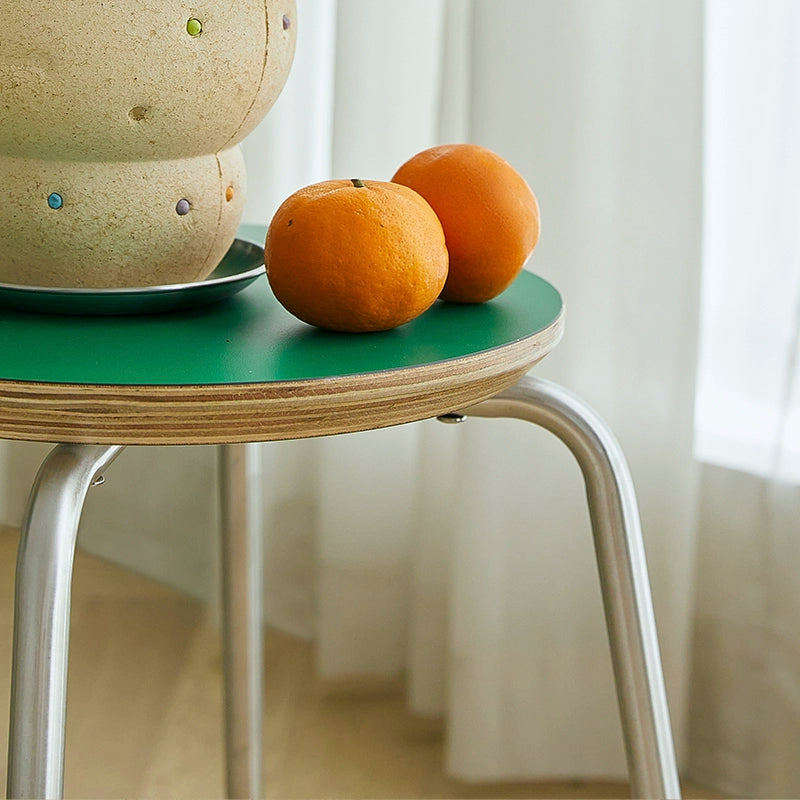 Mittelalterlicher Hocker Massivholz Esszimmerstuhl Haushaltsverdickte kleine Bank einfacher runder Hocker stapelbar Bauhaus-Stil 