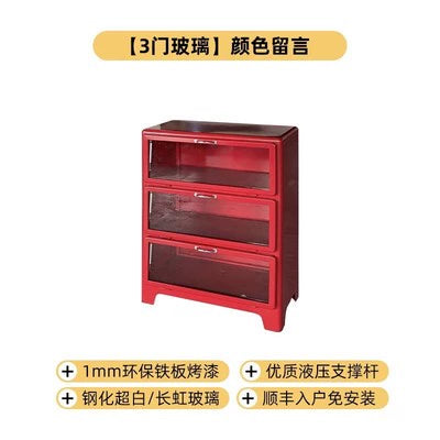 Umweltfreundliche glas Japanischen eisen schrank retro Ins PopularNordic hause schmiedeeisen metall dining side schrank figur locker 