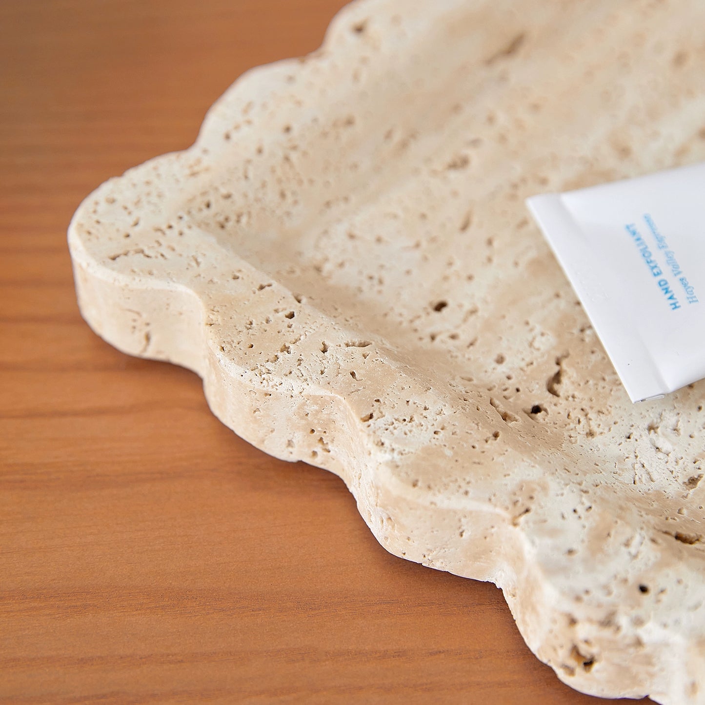 Marmortablett Wabi-Sabi Schmuck Aufbewahrungstablett Aromatherapie Regal Gelb Travertin Französisches Ornament 