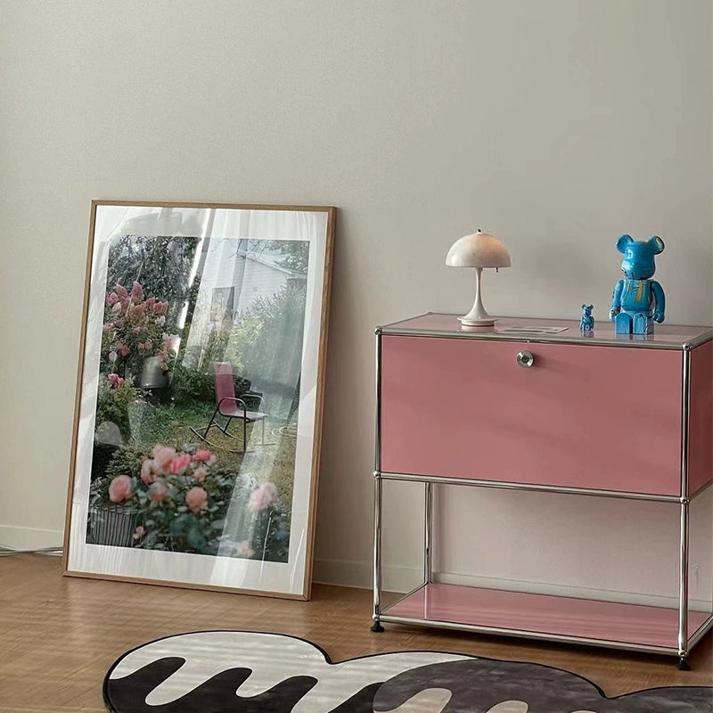 Medieval Light Luxury Dining Side Cabinet Usmah Metallmodulschrank Edelstahl-Eimerschrank Haushalt Wohnzimmer Bücherregal TV-Schrank 