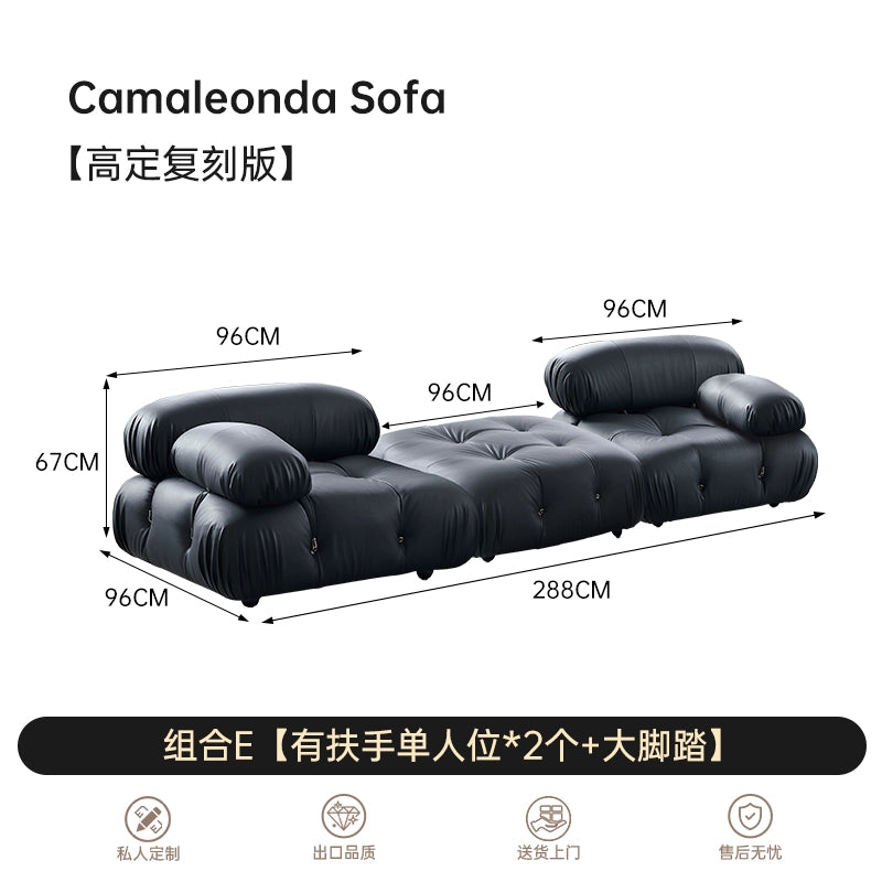 Italian Medieval Furniture Chameleon Sofa Mario Living Room Leather Bread Square Module Sofa Combination