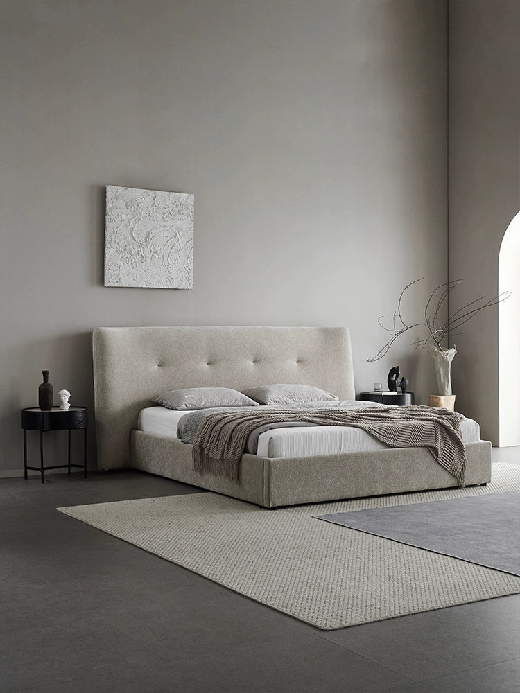 Italian Minimalist Fabric Bed Double Bed Villa Model Room Comfortable Master Bedroom Queen Bed Designer Furniture Light Luxury Wedding Bed