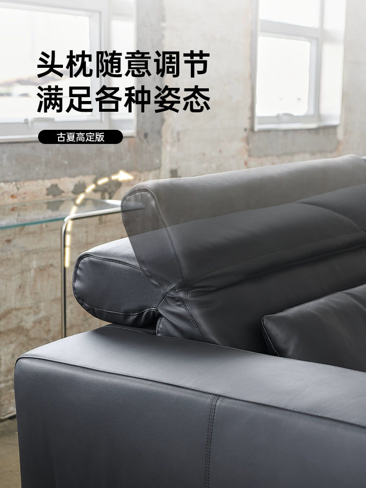 Italian Minimalist Adjustable Backrest Sofa First Layer Cowhide Modern Minimalist Living Room Designer Zee Straight Corner