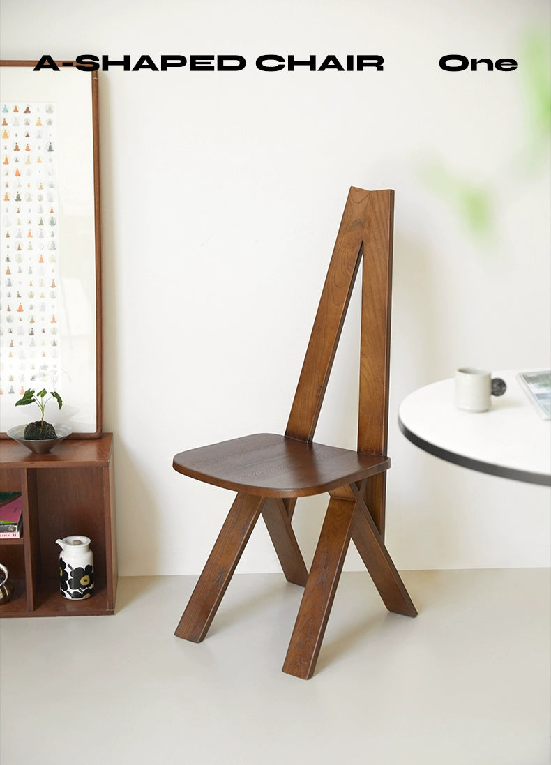 Mittelalterlicher Stuhl Vintage Massivholz Hohe Rückenlehne Esszimmerstuhl Designer Wabi Sand Wind Hocker Kreativ 