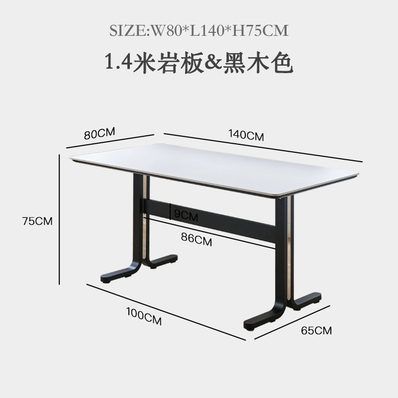 Esstisch aus massivem Holz, Steinplatte, mittelalterlicher nordischer Esstisch, moderner, schlichter quadratischer Tisch für den Haushalt, leichter Luxus und fortschrittlich 