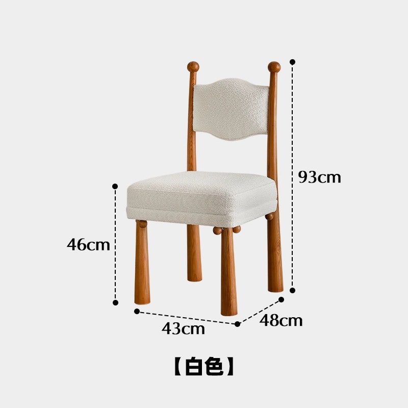 Lammwolle Massivholz Esszimmerstuhl Designer Internet Promi Stuhl mittelalterliche Rückenlehne Ankleidehocker einfacher Schreibtischstuhl 