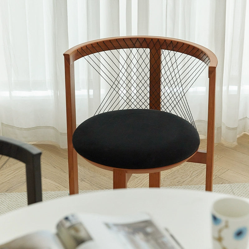 Harfenstuhl, dänischer Designer, mittelalterlicher Esszimmerstuhl, Massivholz, weiche Tasche, Wabi-Wind, Armlehne, Hocker, Rückenlehne 