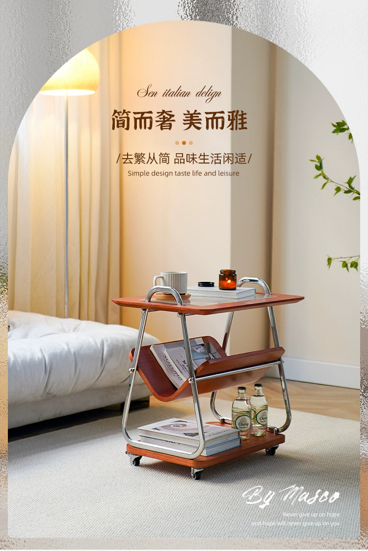 Massivholzwagen Kleine Seite Paar Nordic Kreative Bewegliche Kleine Kaffee Tisch Mittelalterlichen Ins Wind Sofa Ecke Paar 