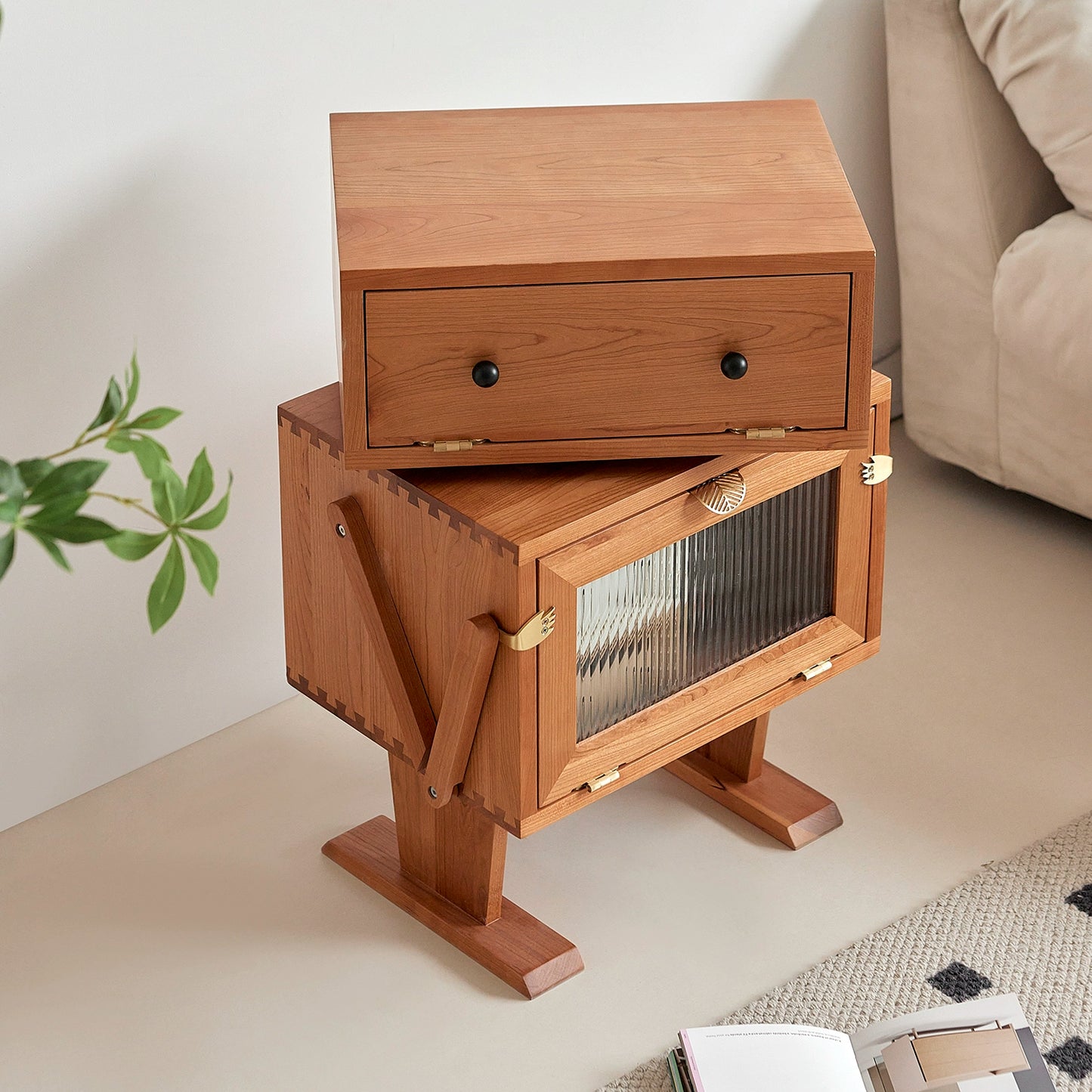 Roboter-Seitenschrank, kreativer Schlafzimmer-Nachttisch, Kinder-Sofa-Schließfach aus Massivholz, leichte Luxus-Internet-Berühmtheit 