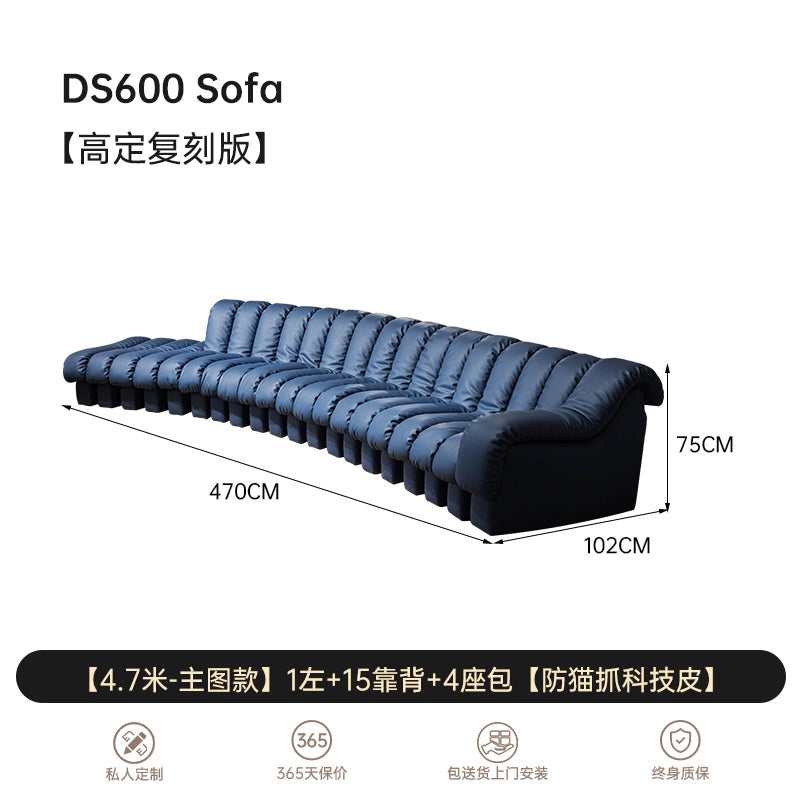 Italian Light Luxury Leather Snake Sofa DS600 Curved Sofa Villa Large Flat Layer Designer Module Combination